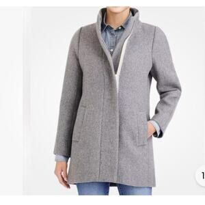 J. Crew Mercantile City Coat Wool Blend Gray Womens SZ 0 Petite full zip
